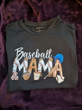 SHEIN Black "Baseball Mama" Graphic Tee